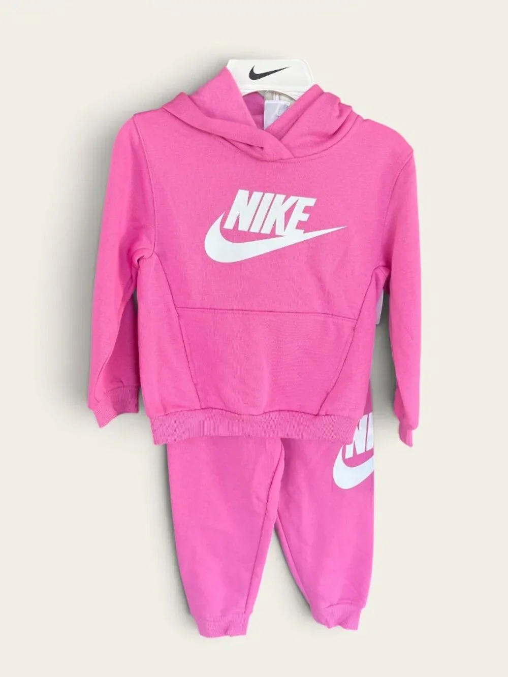 Nike Girl's 2-piece Fleece Pullover Hoodie Sweatshirt Joggers Set Pink 4 5 NWT